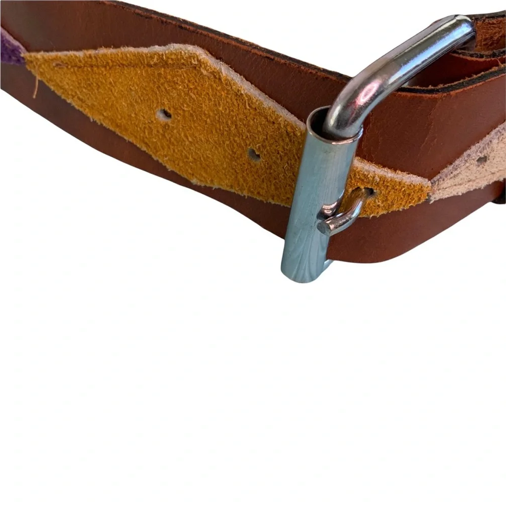 Leather and Suede Diamond Belt 8 M Retro style 1.5 in wide 30 in long sku10
